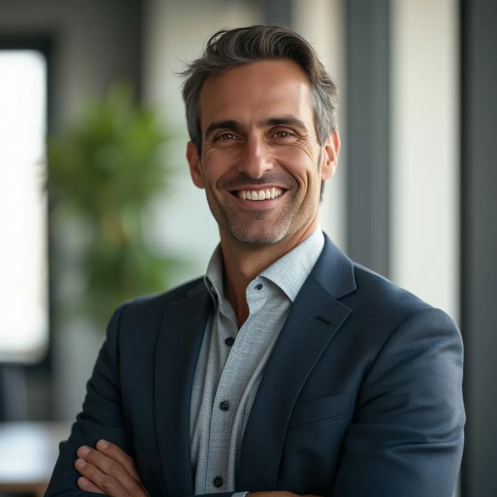 CEO de empresa tecnológica sonriendo